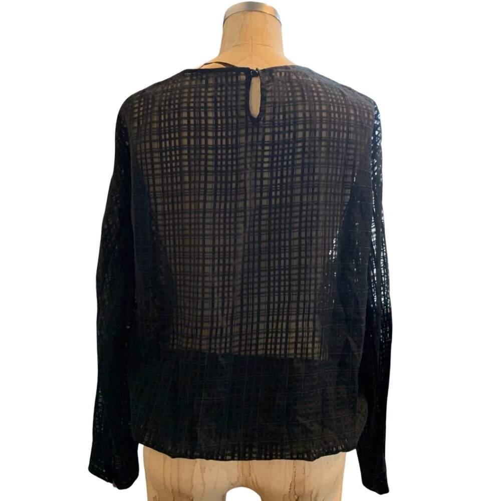 Agnona Womens Black Sheer Long Sleeve Round Neck Pullover Top Womens Size 40 - Picture 5 of 11